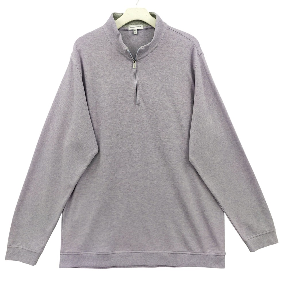 Peter Millar Mens Preppy Luxury Organic Cotton Quarter Zip XXL Lavender Pullover